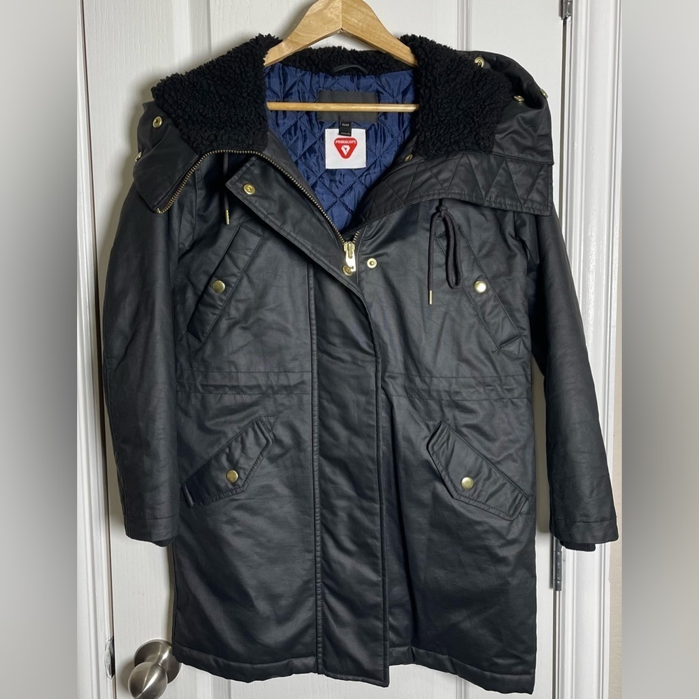 J. Crew Perfect Winter Parka PrimaLoft Black Size XXSP Petite - Picture 8 of 12